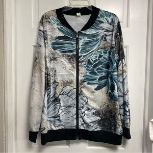 Pixie Lady 2X  Jacket Aqua Black Full zipper Lightweight Athleisure Plus size